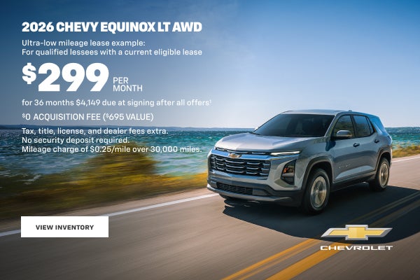 2026 Chevy Equinox LT AWD. Ultra-low mileage lease example for qualified lessees with a current e...